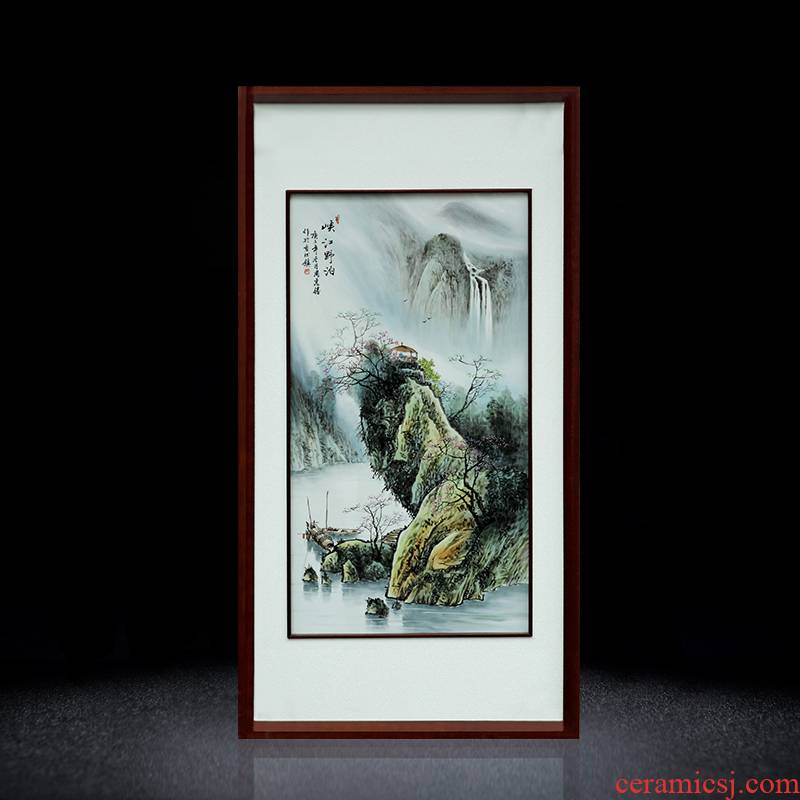 Jingdezhen hand - made scenery scenery porcelain plate paintings of Chinese style study corridor solid wooden frame, hang a picture sitting room adornment