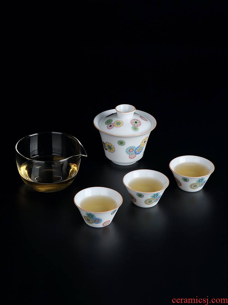 Portable travel kung fu tea set travel kit is suing the car line with ceramic tea tureen glass cups