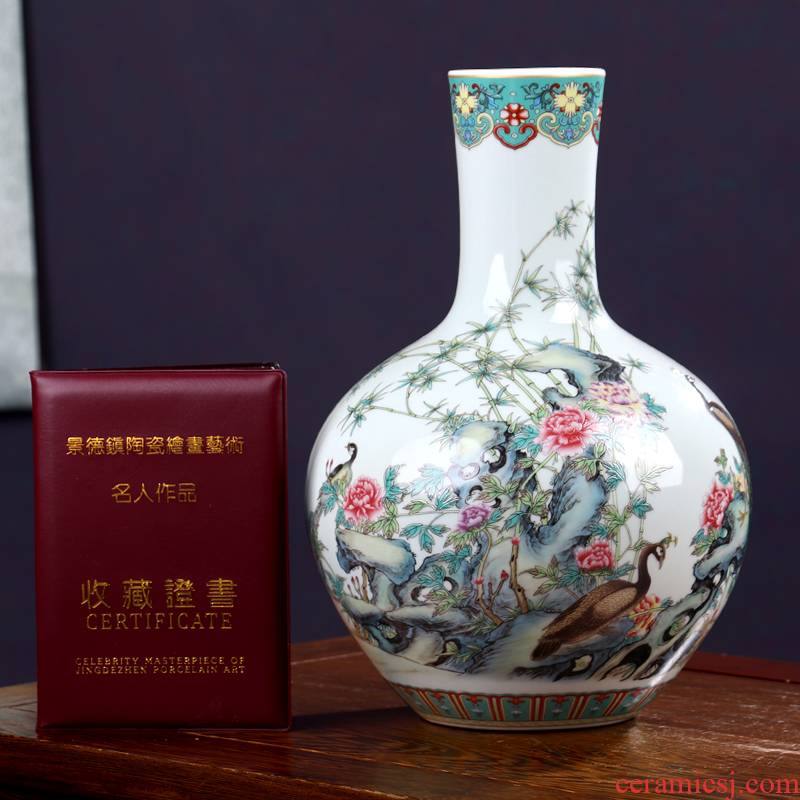 New Chinese style of jingdezhen ceramics vase flower arranging light key-2 luxury furnishing articles I sitting room office handicraft ornament