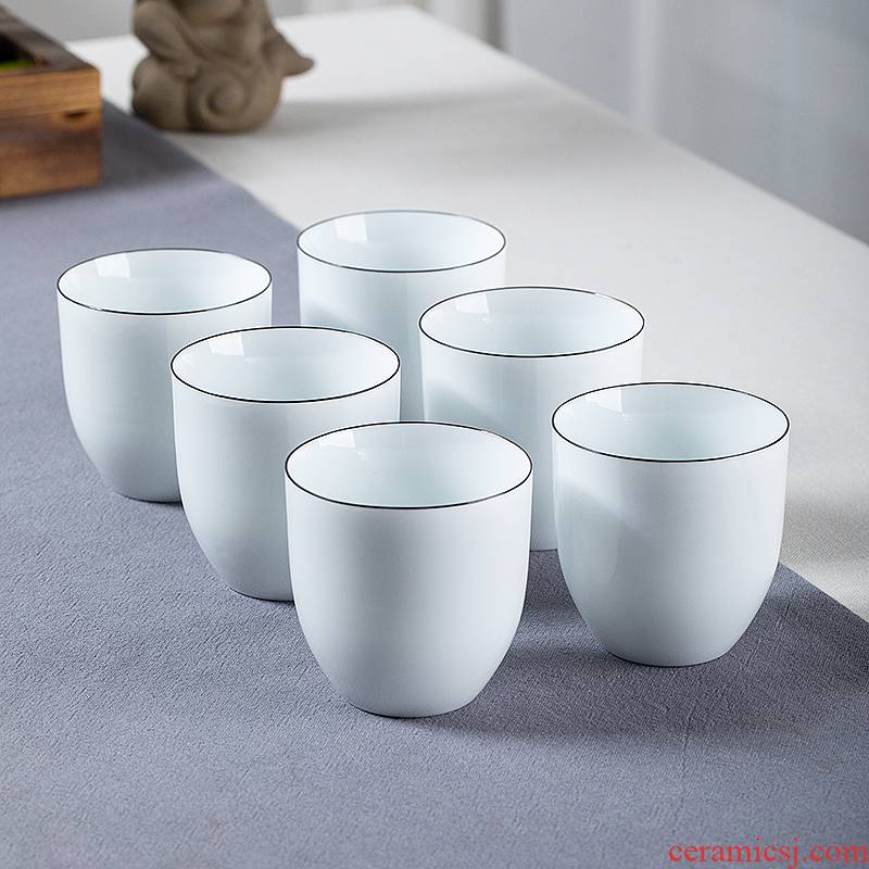 Hand - made kung fu tea six small masters cup ceramic sample tea cup high - grade not hot sweet white porcelain hat to CPU