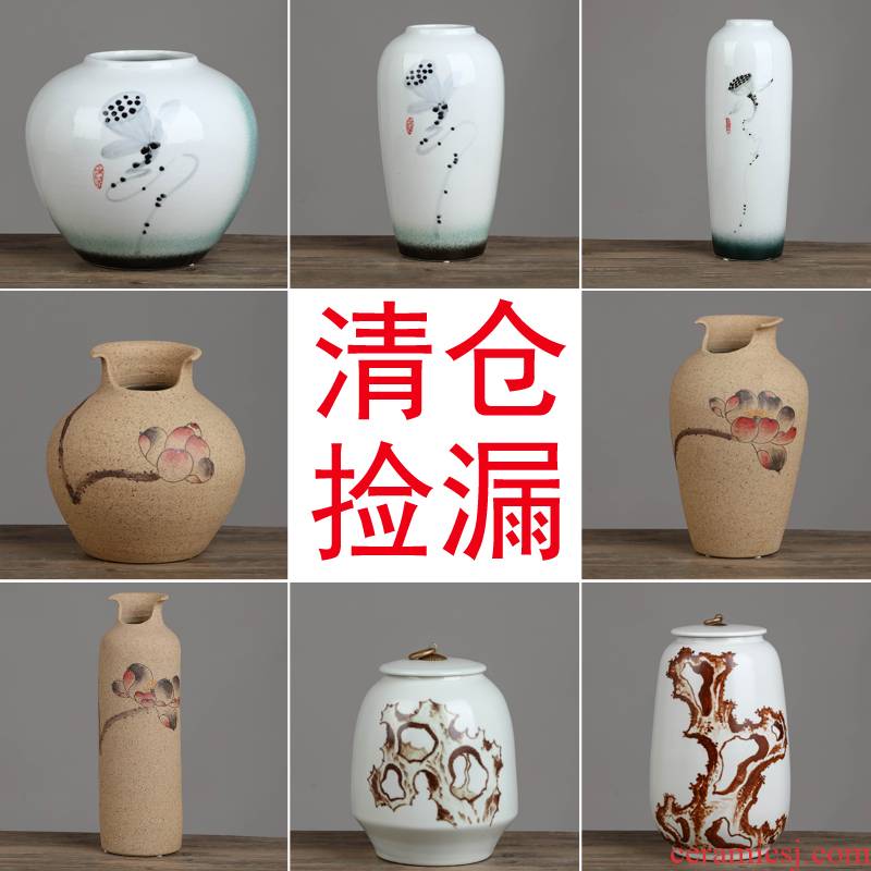 Jingdezhen ceramic vases, flower arranging clearance storage tank porch of new Chinese style household adornment handicraft furnishing articles