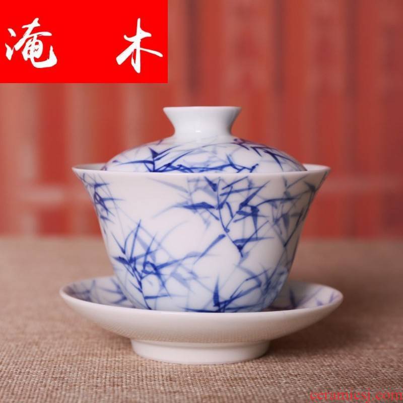 Submerged wood jingdezhen checking ceramic hand - made porcelain all three just tureen hand grasp kunfu tea pot of tea cup tea bowl