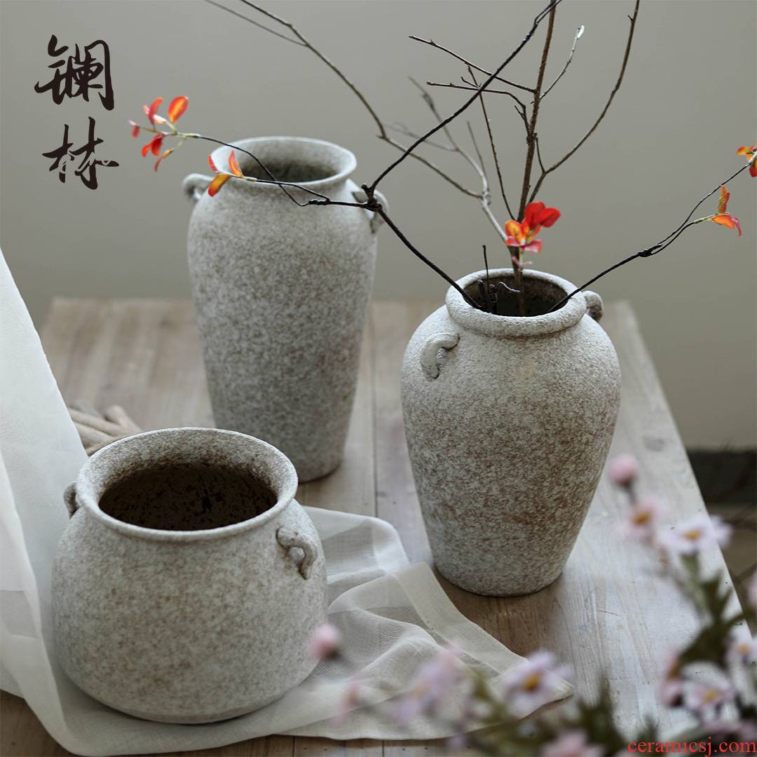 POTS retro coarse pottery fleshy flowerpot vase dried flower ceramic clay POTS hydroponic flowers sitting room adornment is placed