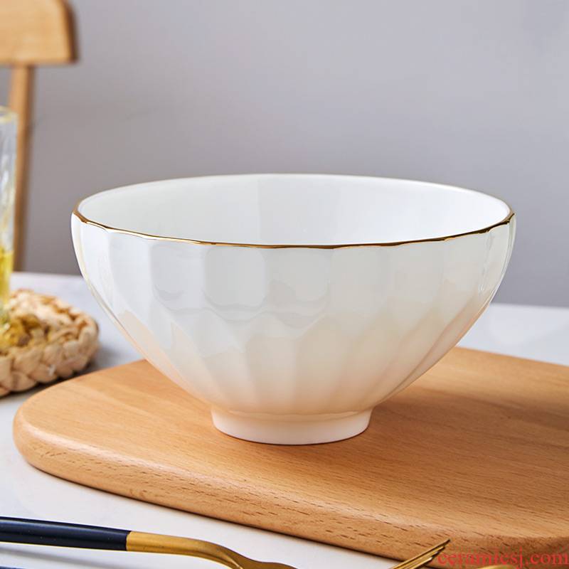 Eat rice bowls rainbow such use large soup bowl jingdezhen ceramic tableware pure white up phnom penh crystal bowl
