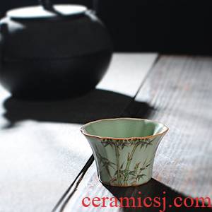 【 5.3 】 jingdezhen pure manual hand - made roundest bamboo cup under your up with glaze