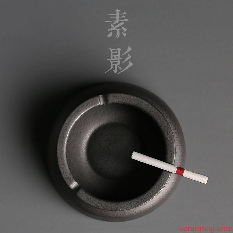 Qiao mu sitting room small ashtray coarse ceramic simple imitation stone glaze kung fu tea accessories furnishing articles ashtrays restoring ancient ways
