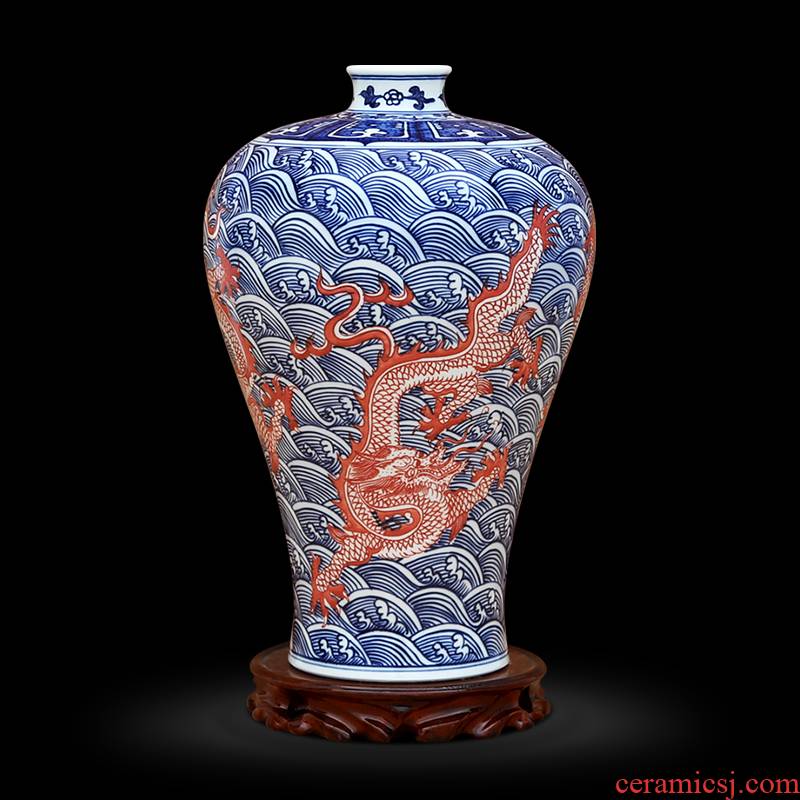 Hand - made blue blue ocean dragon name plum bottle to industry