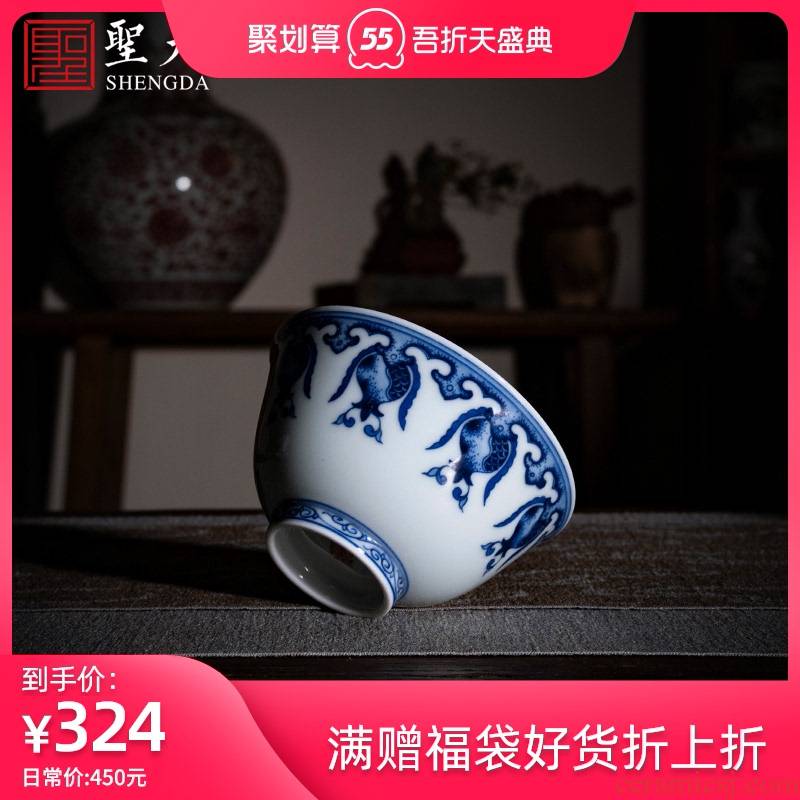 St the jingdezhen ceramic kung fu tea cup pure manual hand - made porcelain cups pomegranate lines master cup sample tea cup