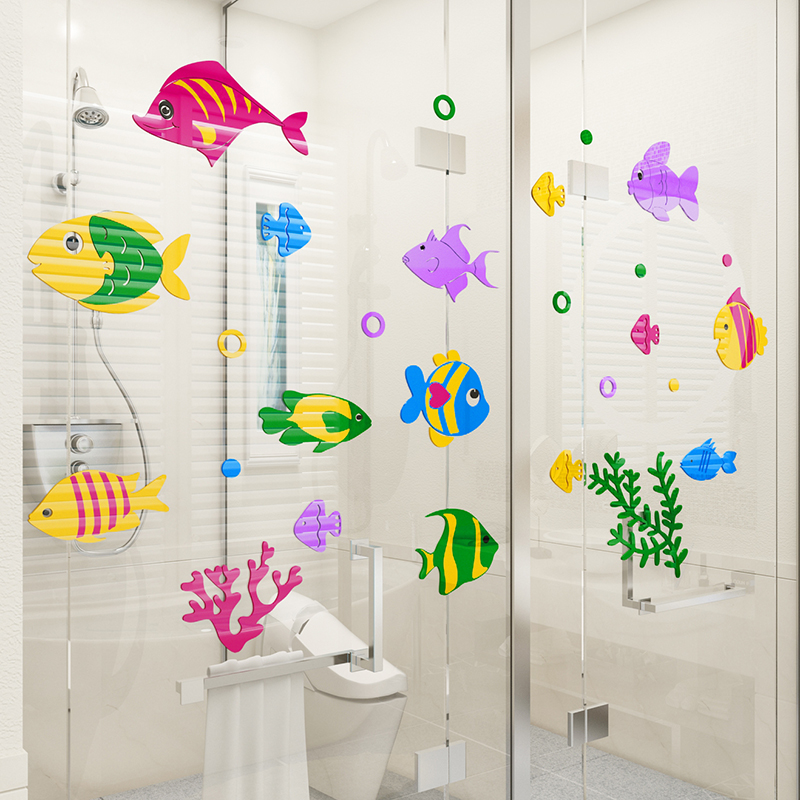 618 aquarium fish 3 d wall stickers stickers bathroom toilet waterproof wall ceramic tile stick children room