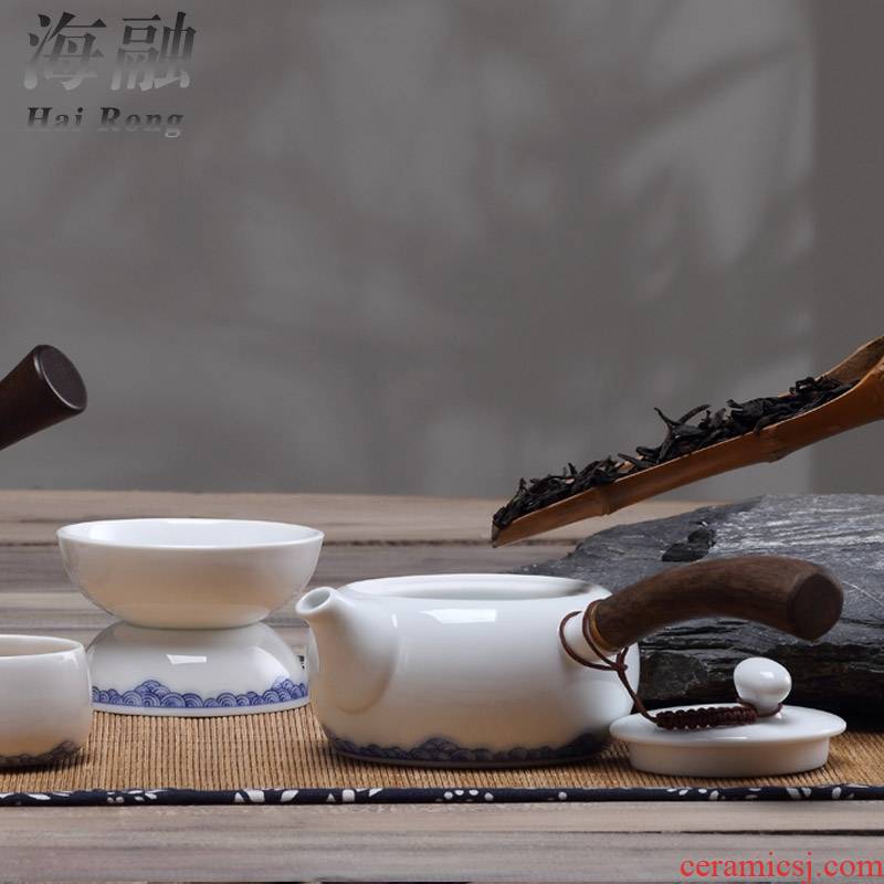 Qiao mu creative side teapot teacup tea household contracted style office ceramic bowl kung fu tea set