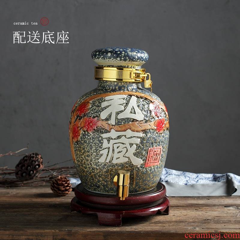 Qiao mu jingdezhen ceramic jar liquor hip archaize 30 jins seal wine jars of empty wine bottles of household