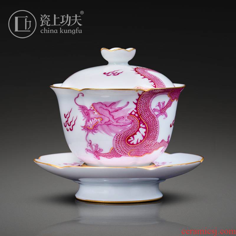 Manual hand - made porcelain on kung fu from the three tureen jingdezhen ceramic cups only single not hot tea bowl