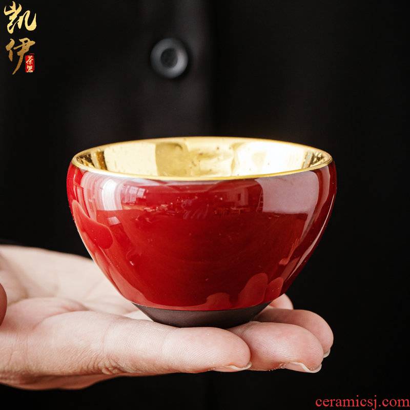 Gold aloes cup pressure hand cup cup master cup ceramic iron sample tea cup tea individual cup jinzhan big cups