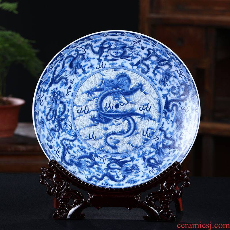 Kowloon, hang dish of jingdezhen ceramics decoration pendulum plate yellow figure sitting room is I and contracted furnishing articles gifts by hand