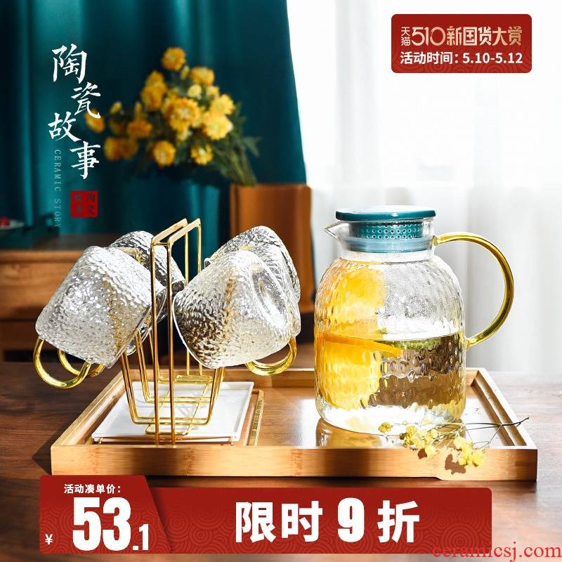 Ceramic story cold bottle home refractory glass kettle juice cool water bottle glass suits for large capacity