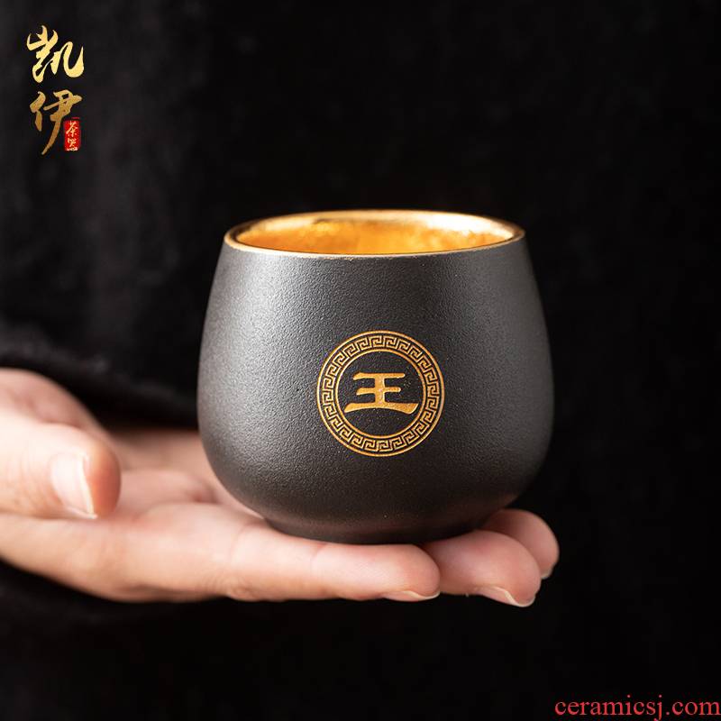 Coarse pottery gold surname cup cup master cup tea sample tea cup jinzhan cup high - grade ceramic cups support custom