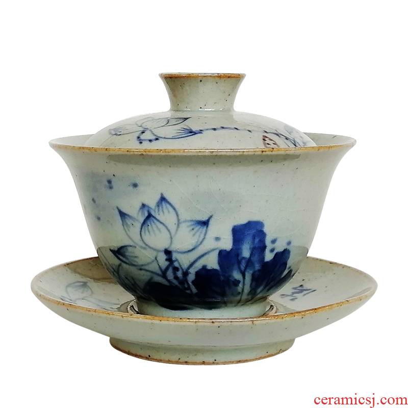 Archaize tureen tea cups a single large bowl lotus kung fu tea set restoring ancient ways jingdezhen ceramic three