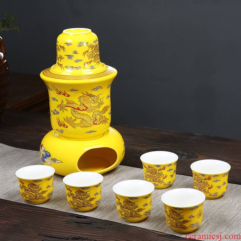 Qiao mu ceramic wine liquor temperature wine pot hot hip household glass rice wine with Chinese style hot half jins and warm wine pot