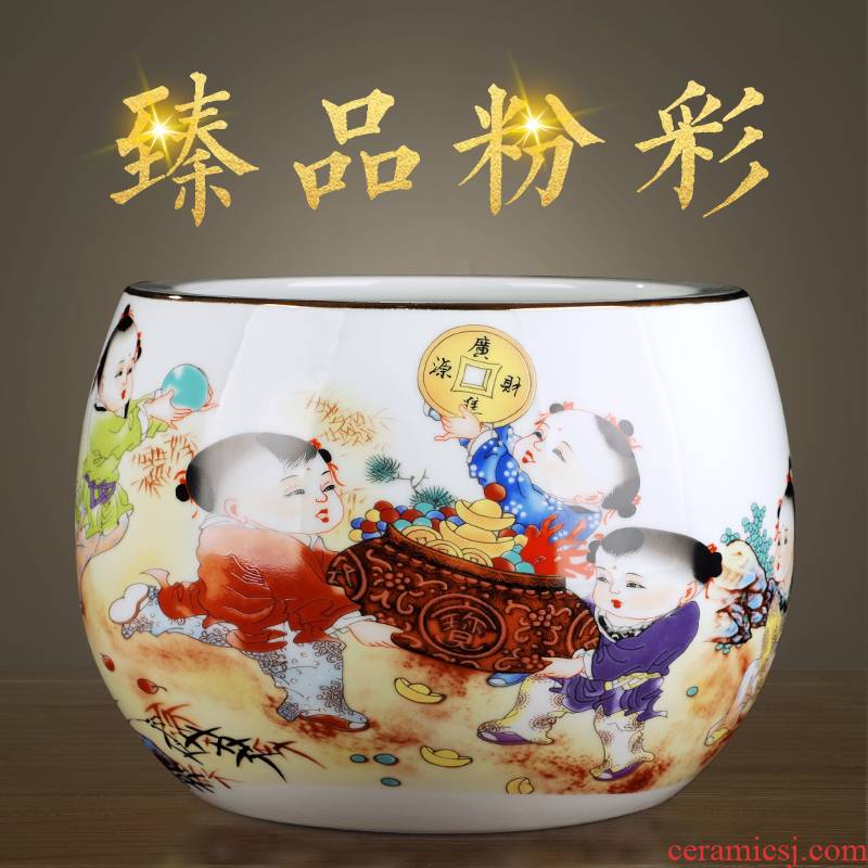 Jingdezhen ceramics pastel landscape basin cylinder creative household adornment TV ark, place of the sitting room porch decoration