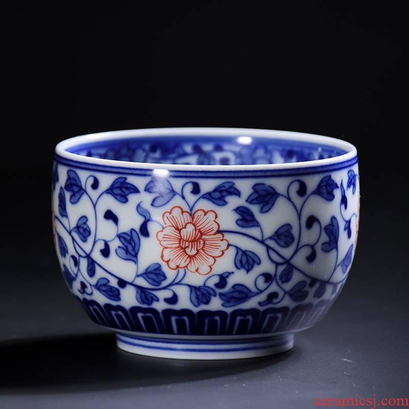 Jingdezhen ceramic masters cup single CPU hand - made porcelain youligong tea lotus flower sample tea cup hand - made teacup