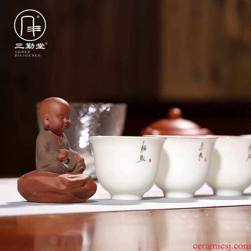 The three regular mini violet arenaceous meditation The young monk tea pet furnishing articles creative home monk tea can keep S06043