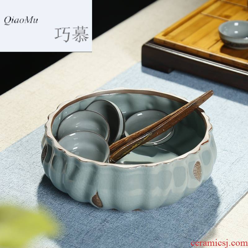 Qiao mu large ceramic tea wash your writing brush washer from creative tea accessories kung fu tea cups copy elder brother up is the when a flower pot