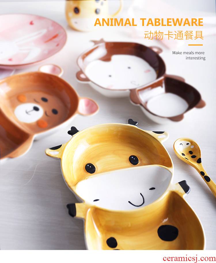 2021 children jingdezhen express animals creative ceramic tableware cartoon baby food bowl bowl bowl dish for breakfast
