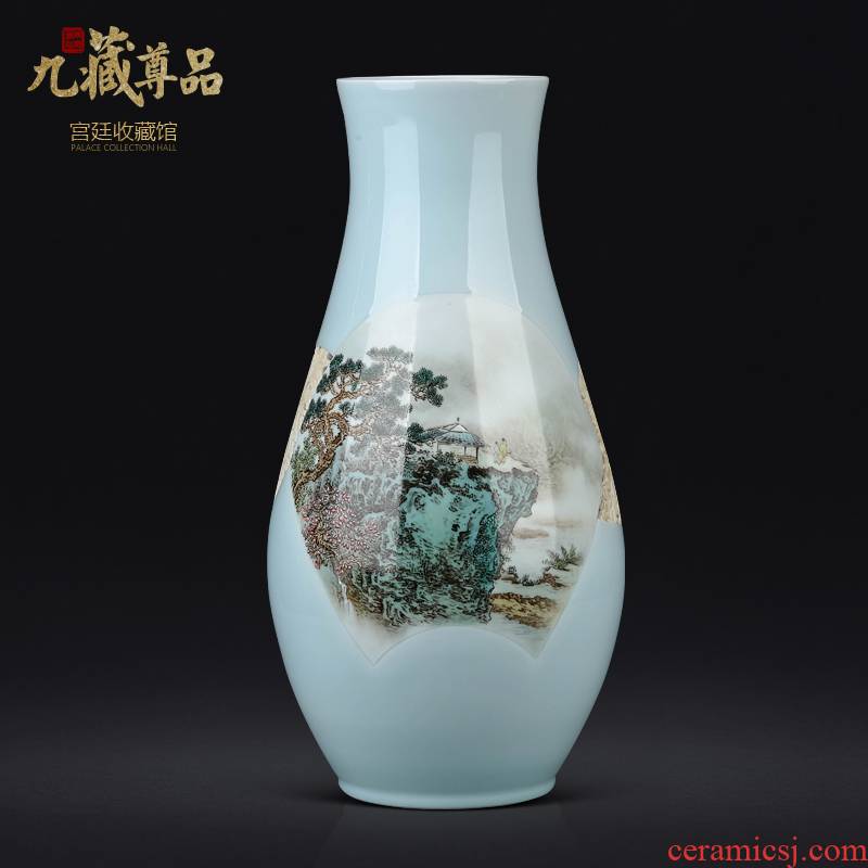 The Master of jingdezhen ceramics hand - made pastel landscape vase Chinese style living room TV cabinet porch is decorated furnishing articles