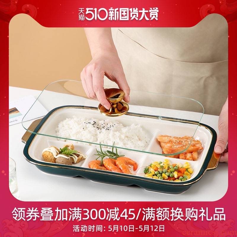 Ceramic dinning plate frame creative dribbling cover reduced fat breakfast snack plate hotel club high - end food tableware