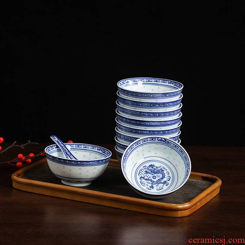 BoHua jingdezhen jingdezhen blue and white porcelain bowl of rice bowls exquisite exquisite blue - and - white porcelain bowls suit under the glaze color