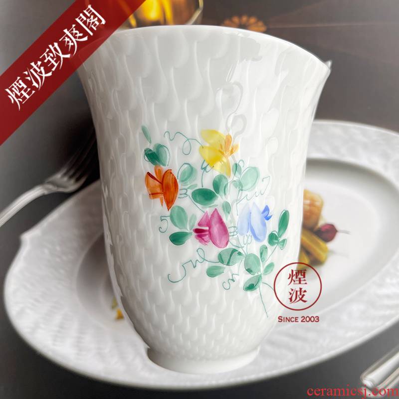 German MEISSEN porcelain mason magic wave series embossment coloured drawing or pattern glass cups