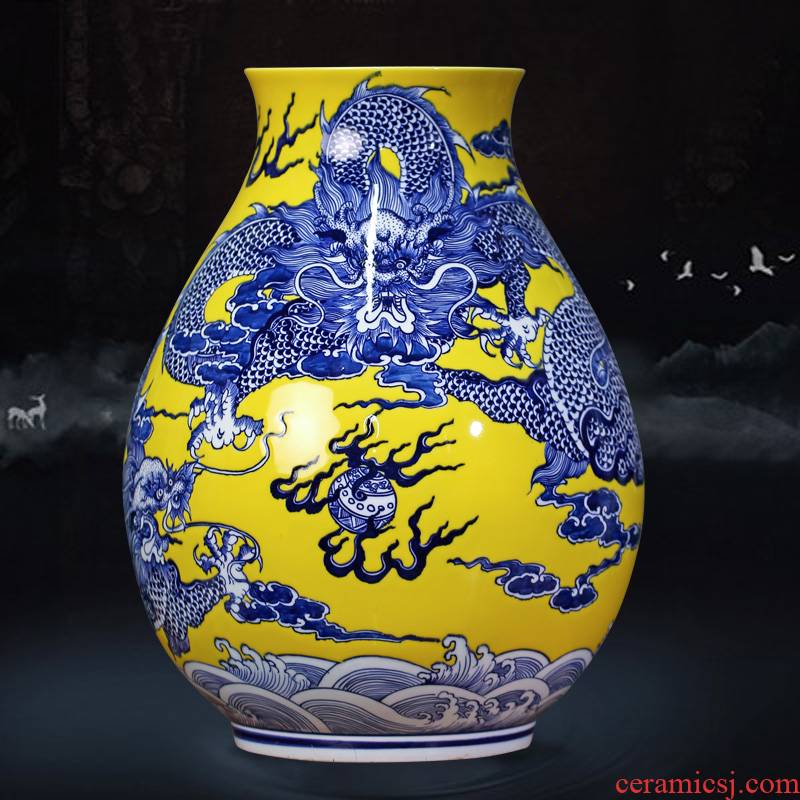 Jingdezhen blue and white dragon hand antique ceramics at home TV ark place porch calligraphy and painting to receive the goods