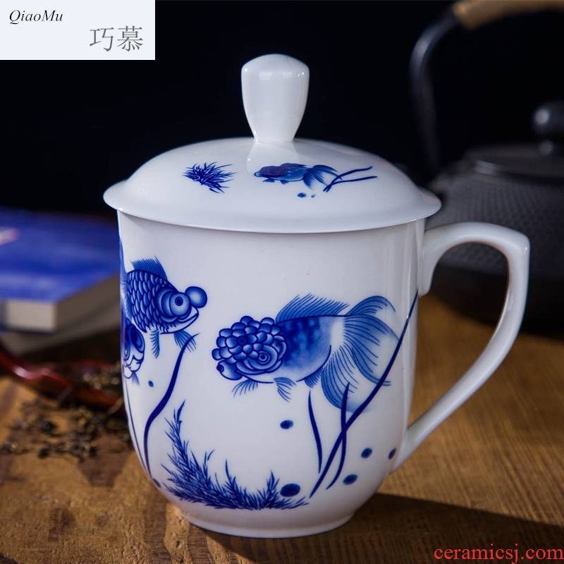 Qiao mu package mail jingdezhen ceramic cup with a lid glair office gift ipads China tea cup tea cup