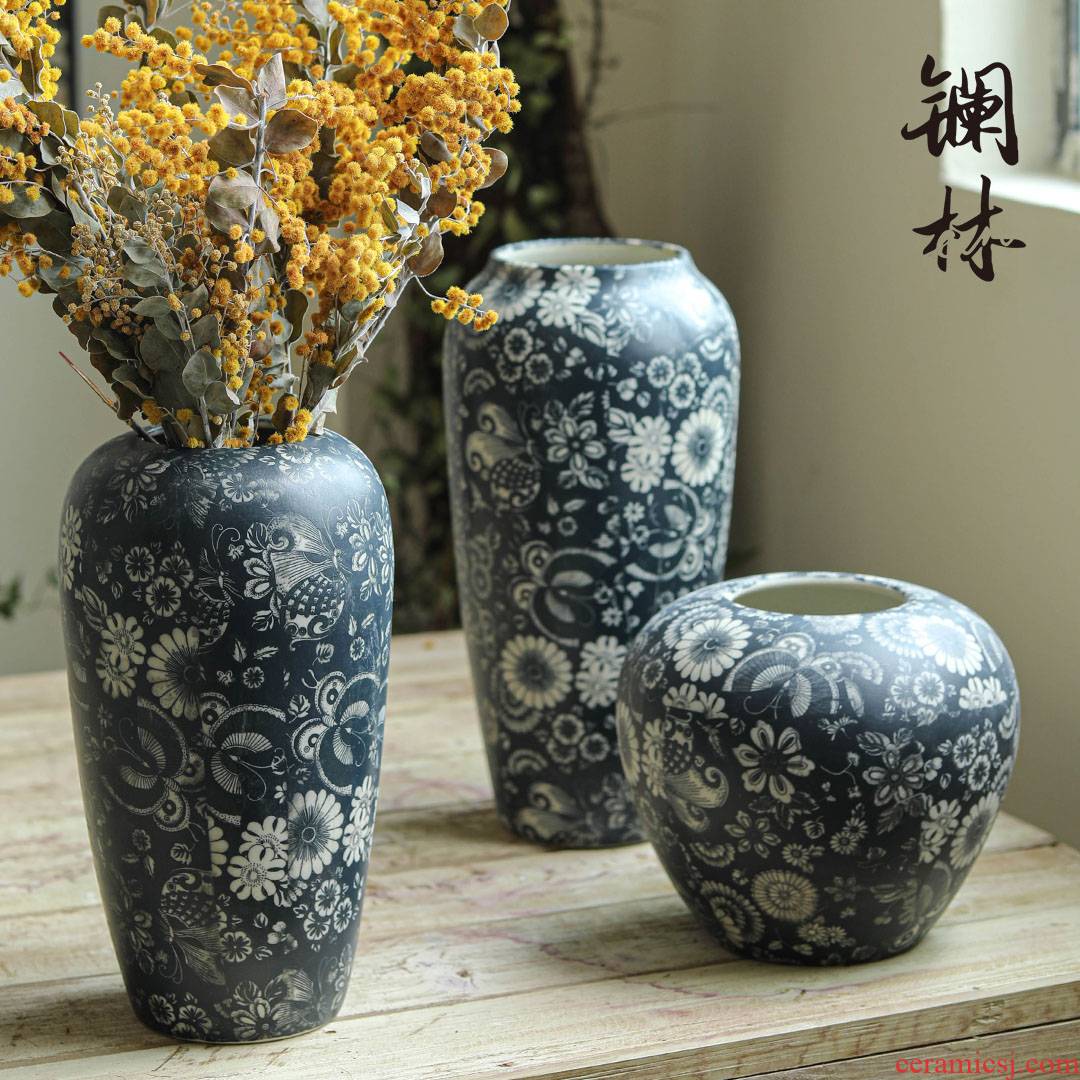 Retro vases, flower arranging ceramic creative zen desktop home stay dry flower is contracted sitting room mesa adornment furnishing articles