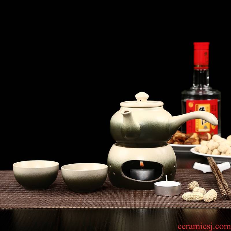 Qiao mu jingdezhen ceramic wine temperature hot hip home wine Chinese hot warm wine pot liquor yellow glass box