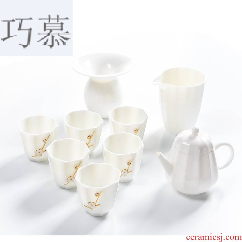 Longed for home opportunely white jade porcelain teapot teacup suit thin foetus kung fu tea set suet white porcelain Japanese contracted tea taking