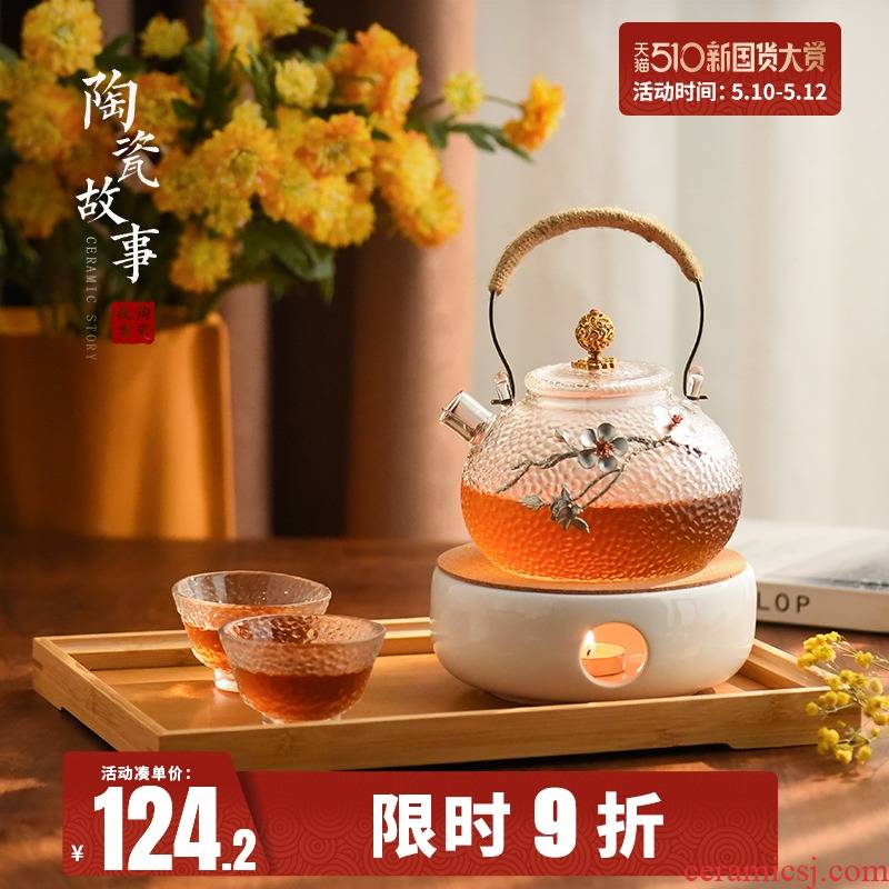 Ceramic story fruit tea tea tea set boreal Europe style British glass teapot set heating candles