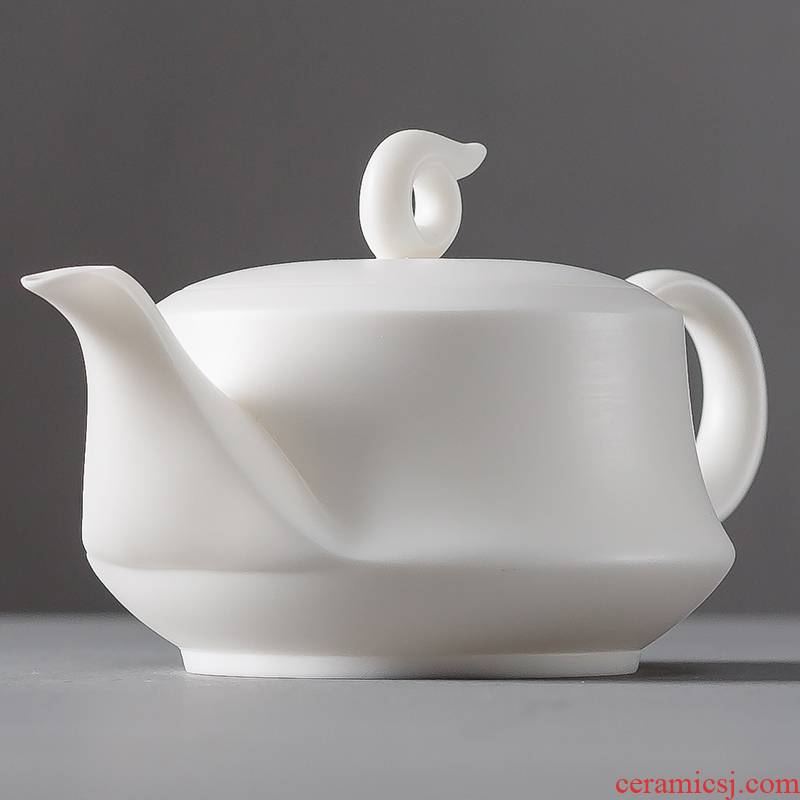 Qiao mu checking ceramic teapot single pot of tea pot of white porcelain teapot kung fu tea set jade CiHu filter