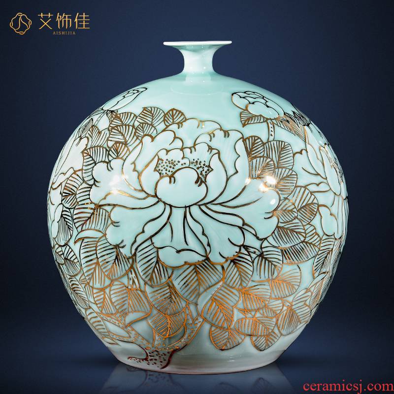 Jingdezhen ceramics hand - made of new Chinese style light see colour vase type pomegranate flower arranging office sitting room key-2 luxury furnishing articles