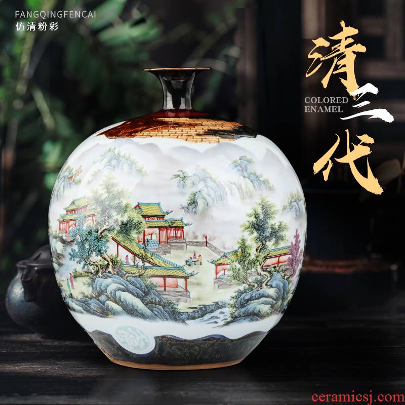 Jingdezhen ceramic vase Chinese famille rose porcelain of pomegranate carving house sitting room porch flower adornment furnishing articles