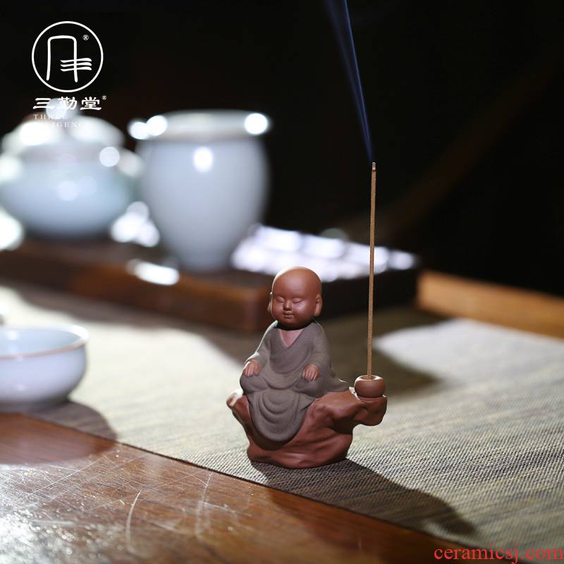 Three frequently hall creative purple sand tea pet furnishing articles zen Chinese playing mini monk tea tea accessories S06014