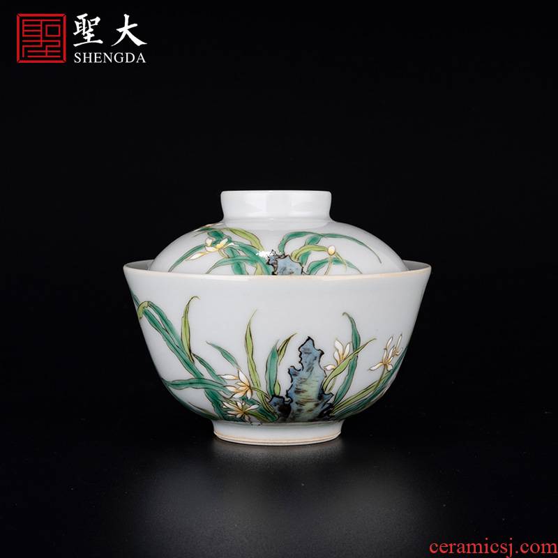 Holy big ceramic famille rose "refers to figure tureen kung fu tea cups suit household jingdezhen tea bowl