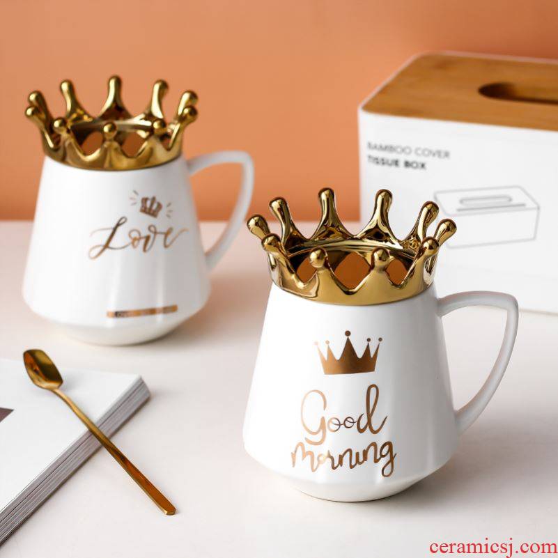 The Crown mobile rack mugs ins ceramic cup northern picking gifts glass office coffee cup with a spoon