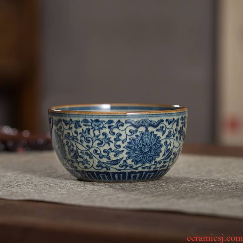 The Owl up jingdezhen porcelain clay old cup tie up branch lotus full master cup kunfu tea sample tea cup drawing