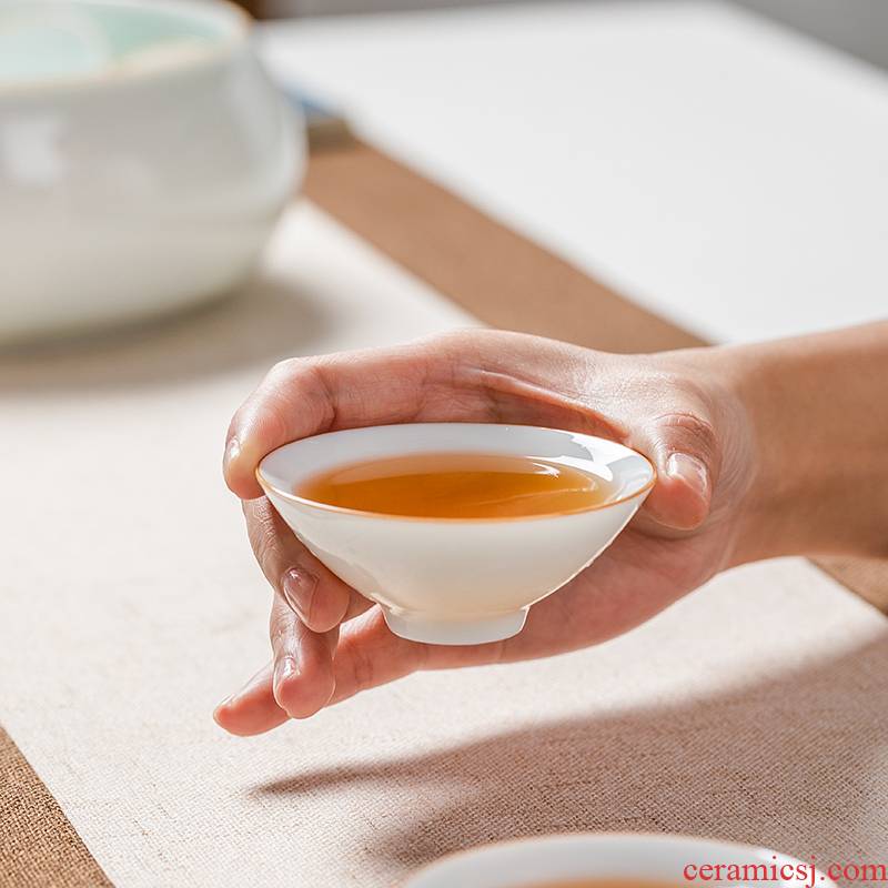 Sweet white porcelain ceramic cups kung fu home perfectly playable cup small sample tea cup tea set a single ultimately responds puer tea bowl