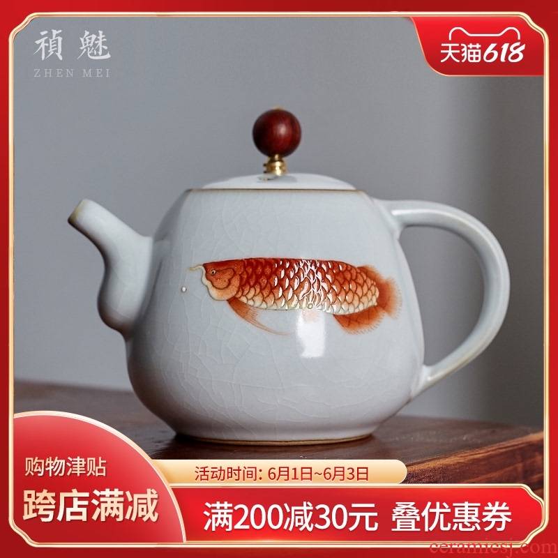 Shot incarnate your up hand - made of golden arowana teapot jingdezhen kung fu tea set home seven hole filter teapot single pot