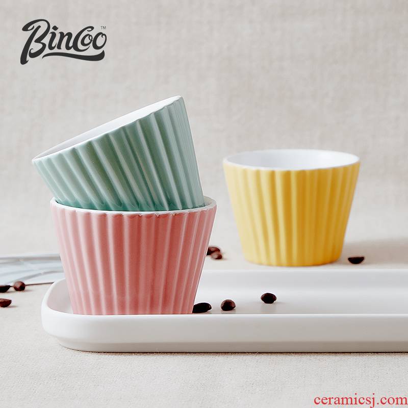 Bincoo ceramic vertical stripes marca dragon color coffee cup lovers suit Japanese good - & contracted a lovely cup