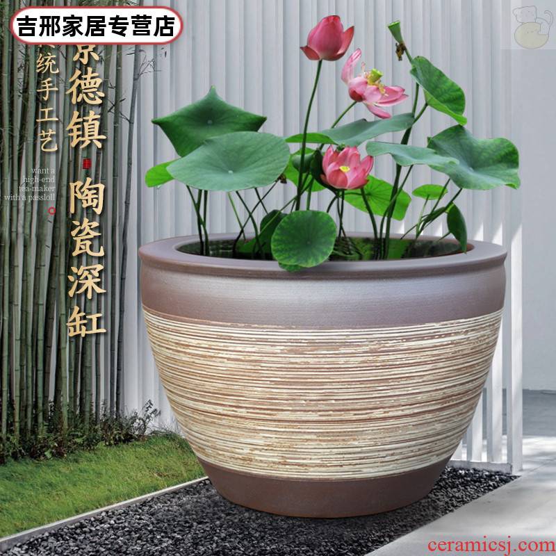 Ceramic aquarium large tank flowerpot is suing the fish bowl is suing sitting room aquarium water lily lotus garden old