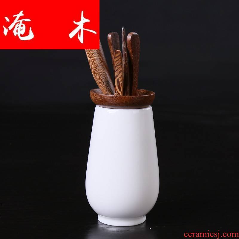 The Six gentleman wood dehua white porcelain tea kungfu tea sets accessories ebony wings wood tea spare parts