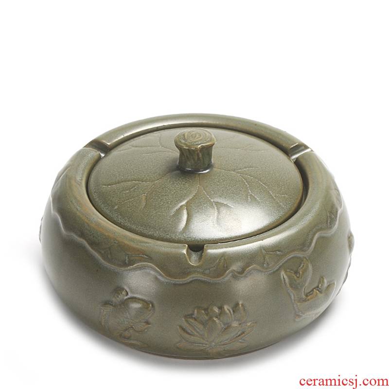 Qiao mu coarse pottery ashtray ceramic kung fu tea tea tray with cover sitting room office accessories tea tea tool